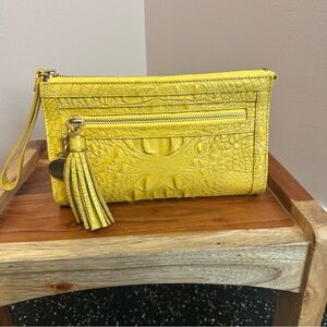 Brahmin Yellow Croc-Embossed Wristlet